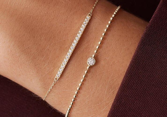 Tov Essentials Pavé Zirkonia Staaf Armband 14 Karaat Goud