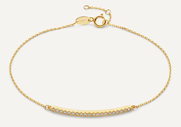 tov essentials Pavé Zirkonia Staaf Armband 14 Karaat Goud
