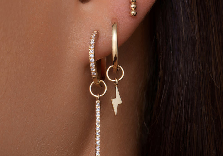 Tov Essentials Pavé Zirkonia Staaf Oorbel Bedel 14 Karaat Goud