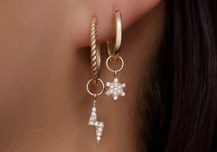 Tov Essentials Pavé Zirkonia Ster Oorbel Bedel 14 Karaat Goud