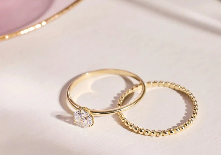 Tov Essentials Prong Bolletes Zirkonia Ringen Set 14 Karaat Goud