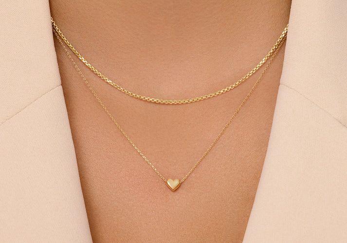 Tov Essentials Puffy Hart Box Schakelketting Set 14 Karaat Goud