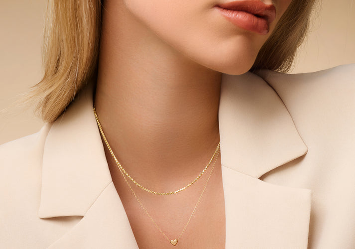 Tov Essentials Puffy Hart Box Schakelketting Set 14 Karaat Goud