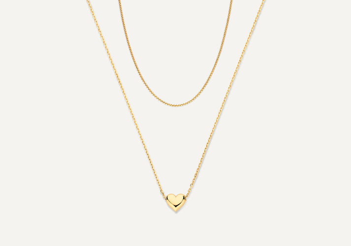 tov essentials Puffy Hart Box Schakelketting Set 14 Karaat Goud tov essentials Puffy Hart Box Schakelketting Set 14 Karaat Goud