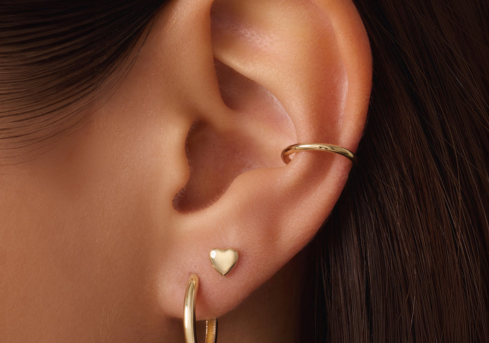 Tov Essentials Puffy Hart Oorknopjes 14 Karaat Goud