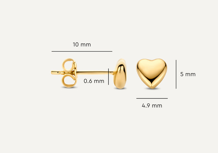 Tov Essentials Puffy Hart Oorknopjes 14 Karaat Goud