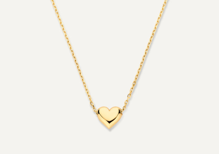 tov essentials Puffy Hart Pendant Ketting 14 Karaat Goud