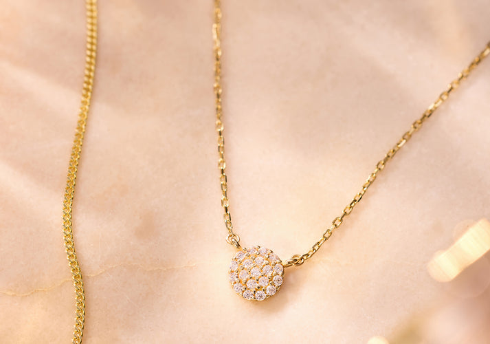 Tov Essentials Ronde Zirkonia Baby Curb Kettingen Set 14 Karaat Goud