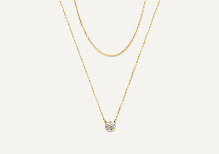 tov essentials Ronde Zirkonia Baby Curb Kettingen Set 14 Karaat Goud