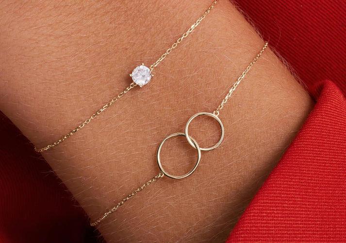 Tov Essentials Round Cut Zirkonia Armband 14 Karaat Goud