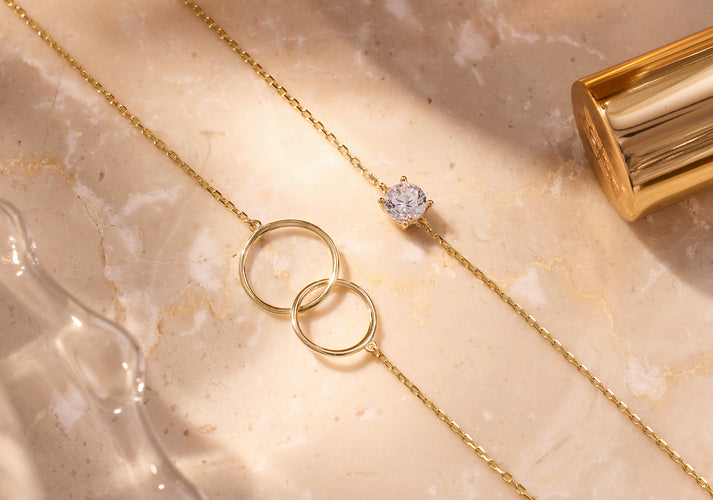 Tov Essentials Round Cut Zirkonia Armband 14 Karaat Goud