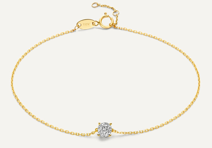 tov essentials Round Cut Zirkonia Armband 14 Karaat Goud