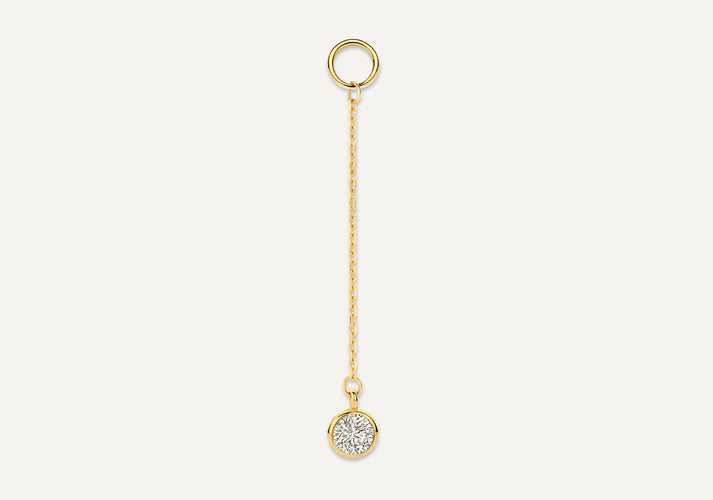 tov essentials Round Cut Zirkonia Lange Oorbel Bedel 14 Karaat Goud