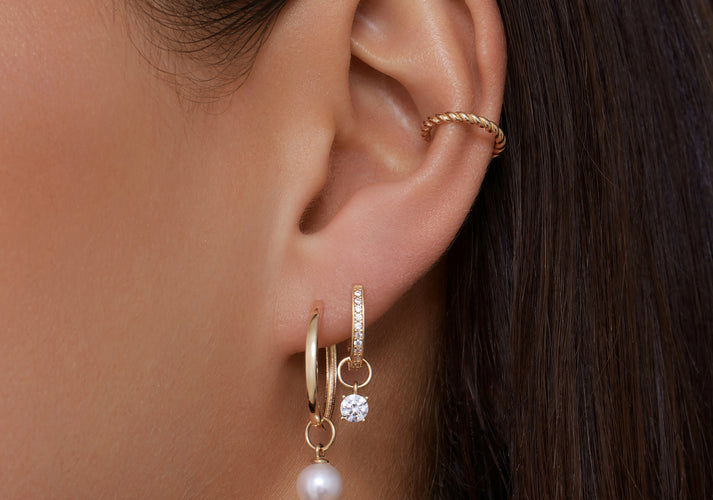 Tov Essentials Round Cut Zirkonia Oorbel Bedel 14 Karaat Goud