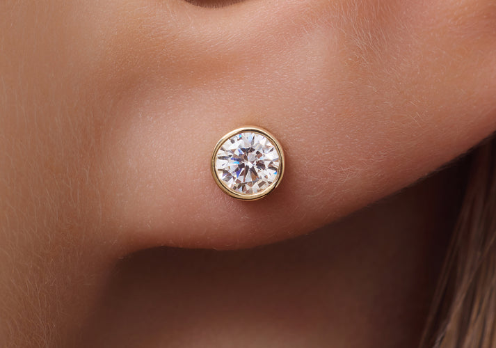 Tov Essentials Round Cut Zirkonia Oorknopjes 14 Karaat Goud