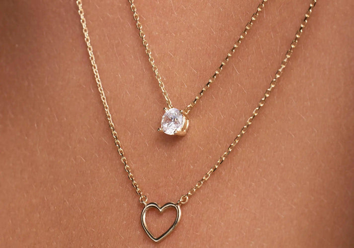 Tov Essentials Round Cut Zirkonia Pendant Ketting 14 Karaat Goud