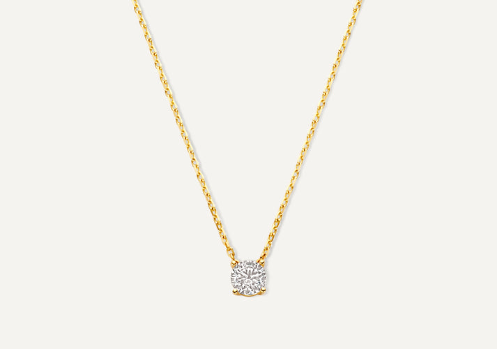 tov essentials Round Cut Zirkonia Pendant Ketting 14 Karaat Goud tov essentials Round Cut Zirkonia Pendant Ketting 14 Karaat Goud