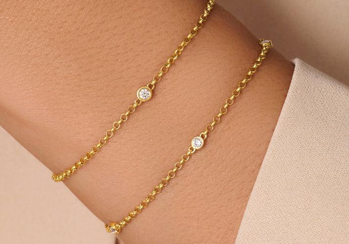 Tov Essentials Satellite Bezel Set Diamant Armband (0.09 Ct) 14 Karaat Goud Met Diamanten