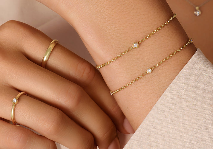 Tov Essentials Satellite Bezel Set Diamant Armband (0.09 Ct) 14 Karaat Goud Met Diamanten