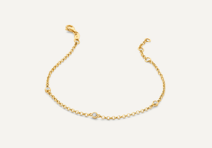 Tov Essentials Satellite Bezel Set Diamant Armband (0.09 Ct) 14 Karaat Goud Met Diamanten