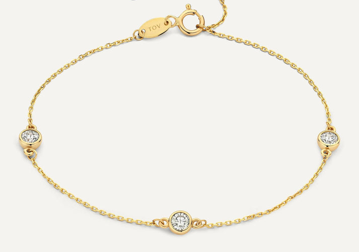 tov essentials Satellite Bezel Set Zirkonia Armband 14 Karaat Goud