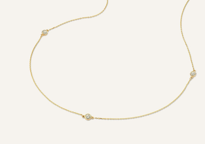 Tov Essentials Satellite Bezel Set Zirkonia Ketting 14 Karaat Goud