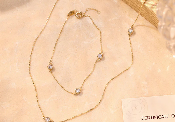 Tov Essentials Satellite Bezel Set Zirkonia Set 14 Karaat Goud