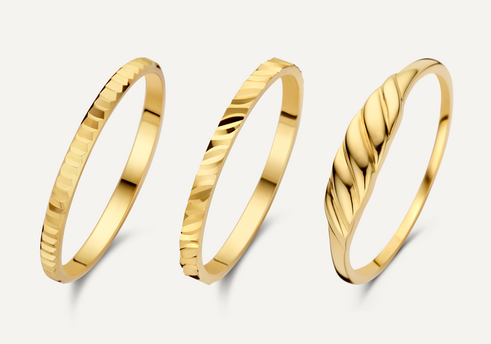 tov essentials Silhouettes Ringen Set 14 Karaat Goud