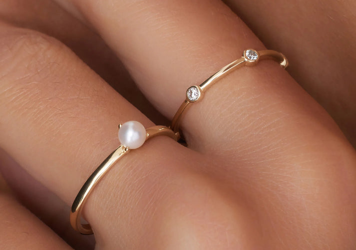 Tov Essentials Six Bezel Set Zirkonia Band Ring 14 Karaat Goud