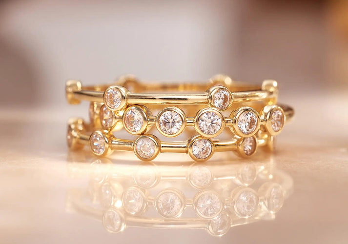 Tov Essentials Six Bezel Set Zirkonia Band Ring 14 Karaat Goud