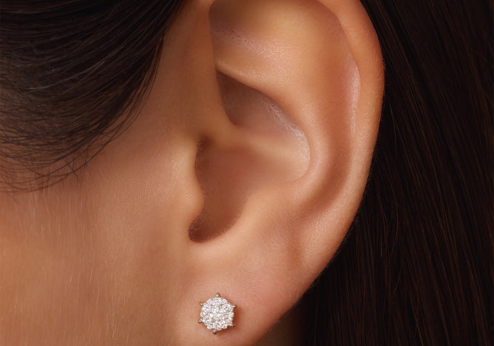 Tov Essentials Six Prong Diamant Cluster Oorknopjes (0.22 Ct) 14 Karaat Goud Met Diamanten