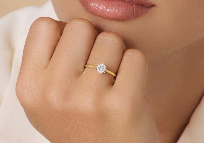 Tov Essentials Six Prong Diamant Cluster Ring (0.15 Ct) 14 Karaat Goud Met Diamanten