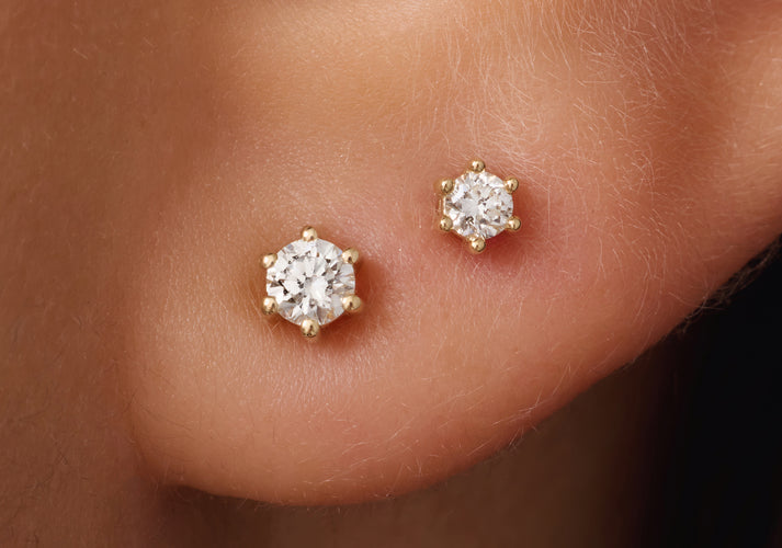 Tov Essentials Six Prong Diamant Oorbellen Set (0.30 Ct) 14 Karaat Goud Met Diamanten