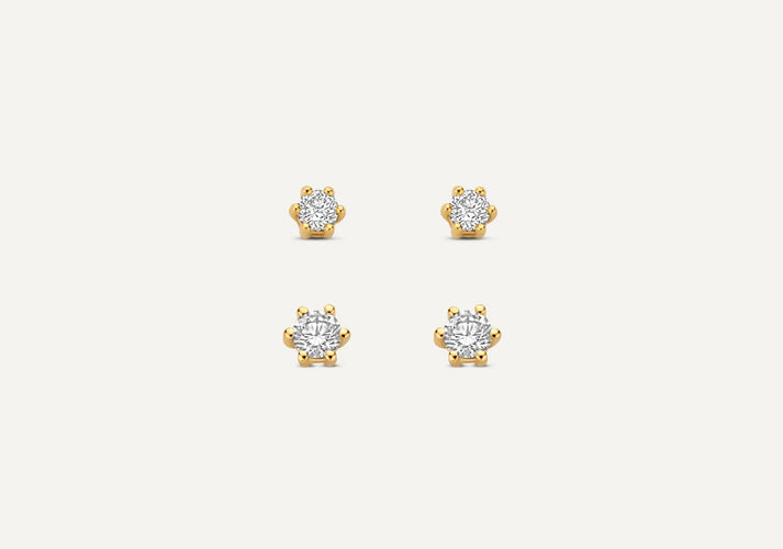 tov essentials Six Prong Diamant Oorbellen Set (0.30 ct) 14 Karaat Goud met Diamanten