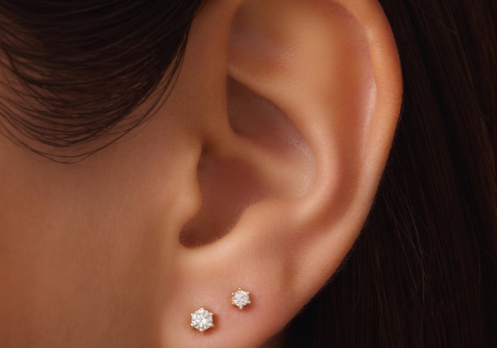 Tov Essentials Six Prong Diamant Oorknopjes (0.10 Ct) 14 Karaat Goud Met Diamant