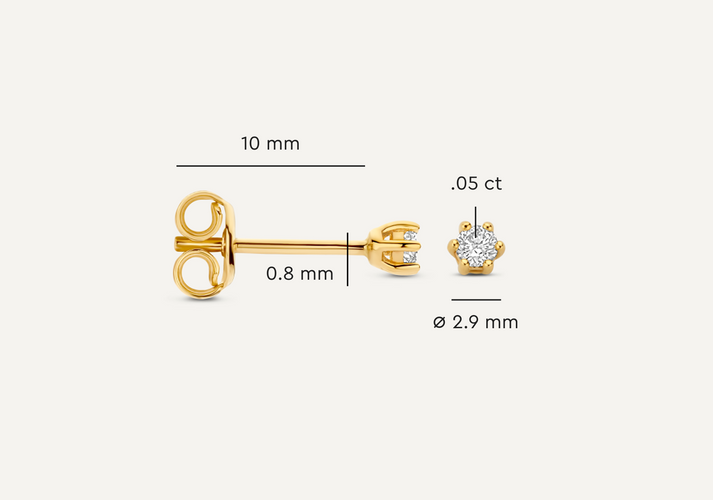 Tov Essentials Six Prong Diamant Oorknopjes (0.10 Ct) 14 Karaat Goud Met Diamant