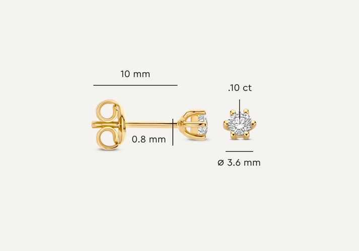 Tov Essentials Six Prong Diamant Oorknopjes (0.20 Ct) 14 Karaat Goud Met Diamant