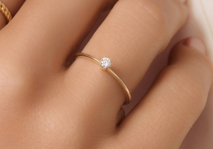 Tov Essentials Six Prong Diamant Solitair Ring (0.07 Ct) 14 Karaat Goud Met Diamant