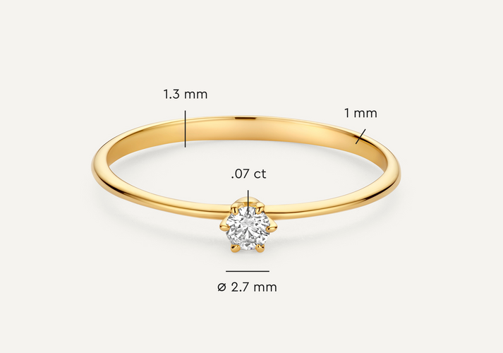 Tov Essentials Six Prong Diamant Solitair Ring (0.07 Ct) 14 Karaat Goud Met Diamant
