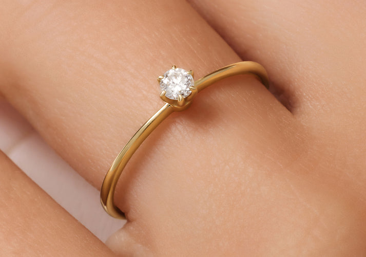 Tov Essentials Six Prong Diamant Solitair Ring (0.10 Ct) 14 Karaat Goud Met Diamant