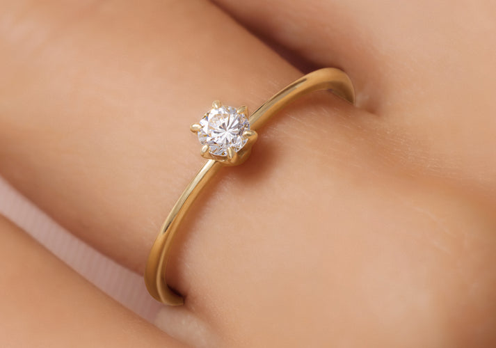 Tov Essentials Six Prong Diamant Solitair Ring (0.15 Ct) 14 Karaat Goud Met Diamant