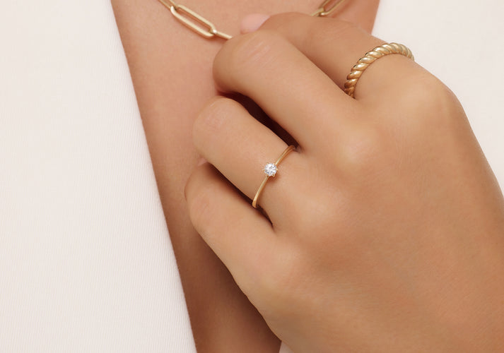 Tov Essentials Six Prong Diamant Solitair Ring (0.15 Ct) 14 Karaat Goud Met Diamant