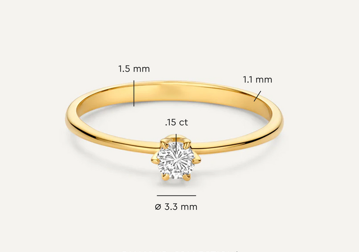 Tov Essentials Six Prong Diamant Solitair Ring (0.15 Ct) 14 Karaat Goud Met Diamant