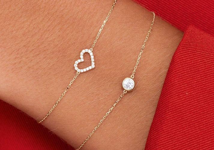 Tov Essentials Solo Bezel Set Zirkonia Armband 14 Karaat Goud