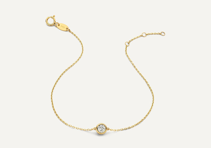 Tov Essentials Solo Bezel Set Zirkonia Armband 14 Karaat Goud