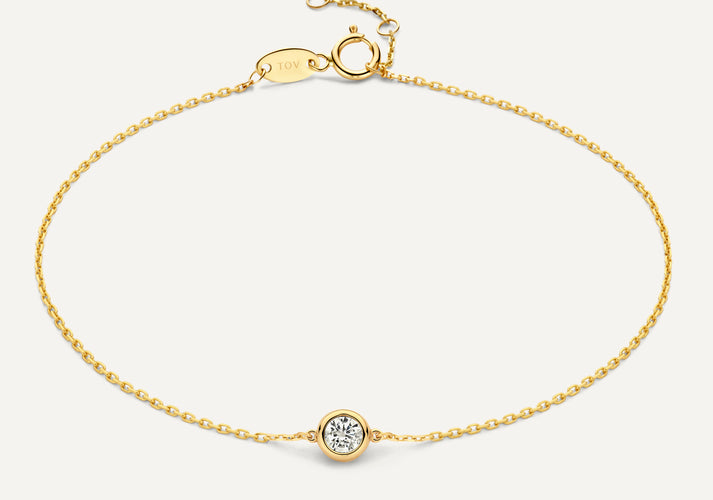 tov essentials Solo Bezel Set Zirkonia Armband 14 Karaat Goud tov essentials Solo Bezel Set Zirkonia Armband 14 Karaat Goud