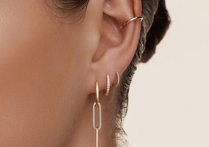 Tov Essentials Solo Linked Paperclip Oorbel Bedel 14 Karaat Goud