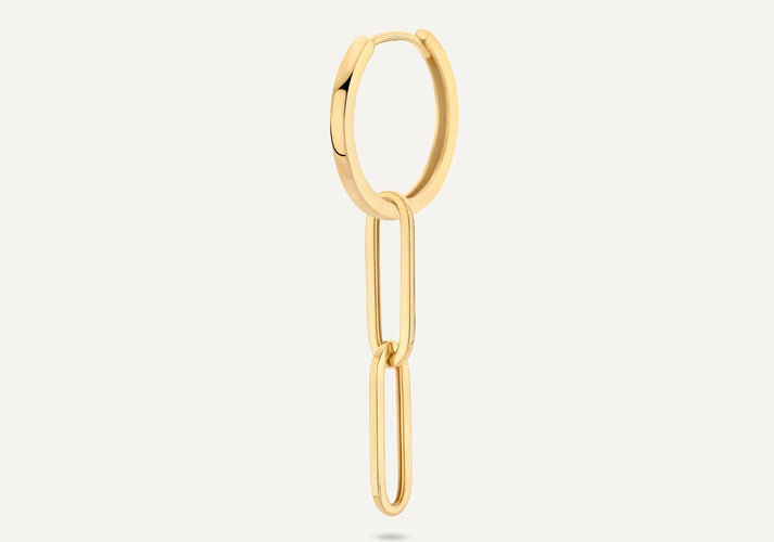 Tov Essentials Solo Linked Paperclip Oorbel Bedel 14 Karaat Goud