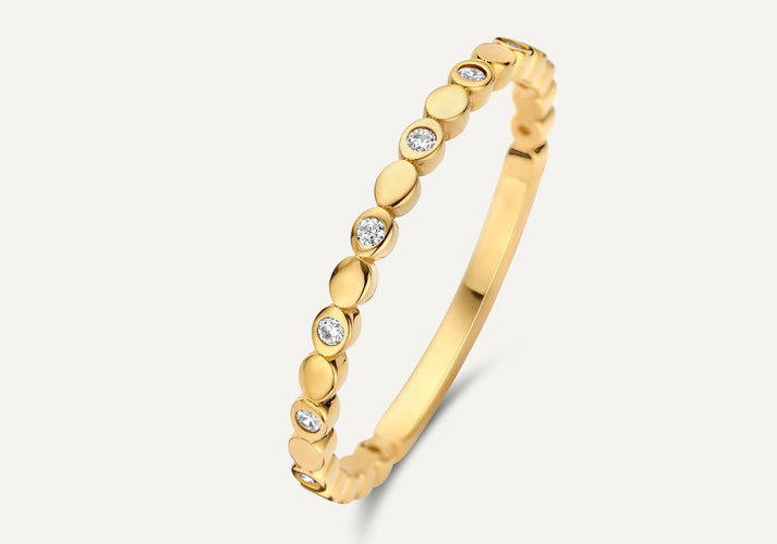 tov essentials Sparkling Zirkonia Bezel Dot Eternity Ring 14 Karaat Goud