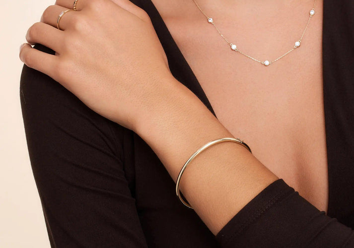 Tov Essentials Stationed Bezel Set Zirkonia Ketting 14 Karaat Goud